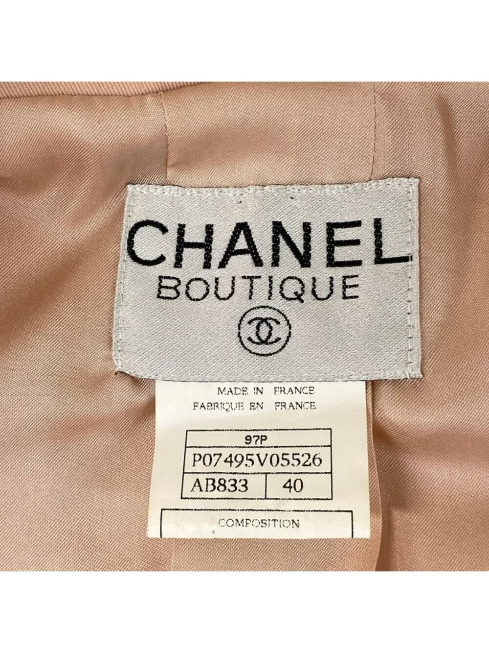 Chanel Jacket 40 M Light Pink Long Sleeve CC Logo Button Double Spring Autumn